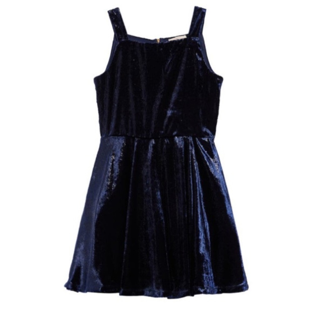 Hannah Banana Navy Crushed Velvet Dress